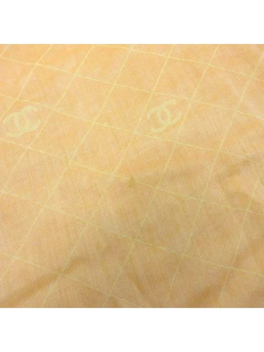 Chanel CC Logo Cashmere Shawl Scarf All Over Pattern Orange